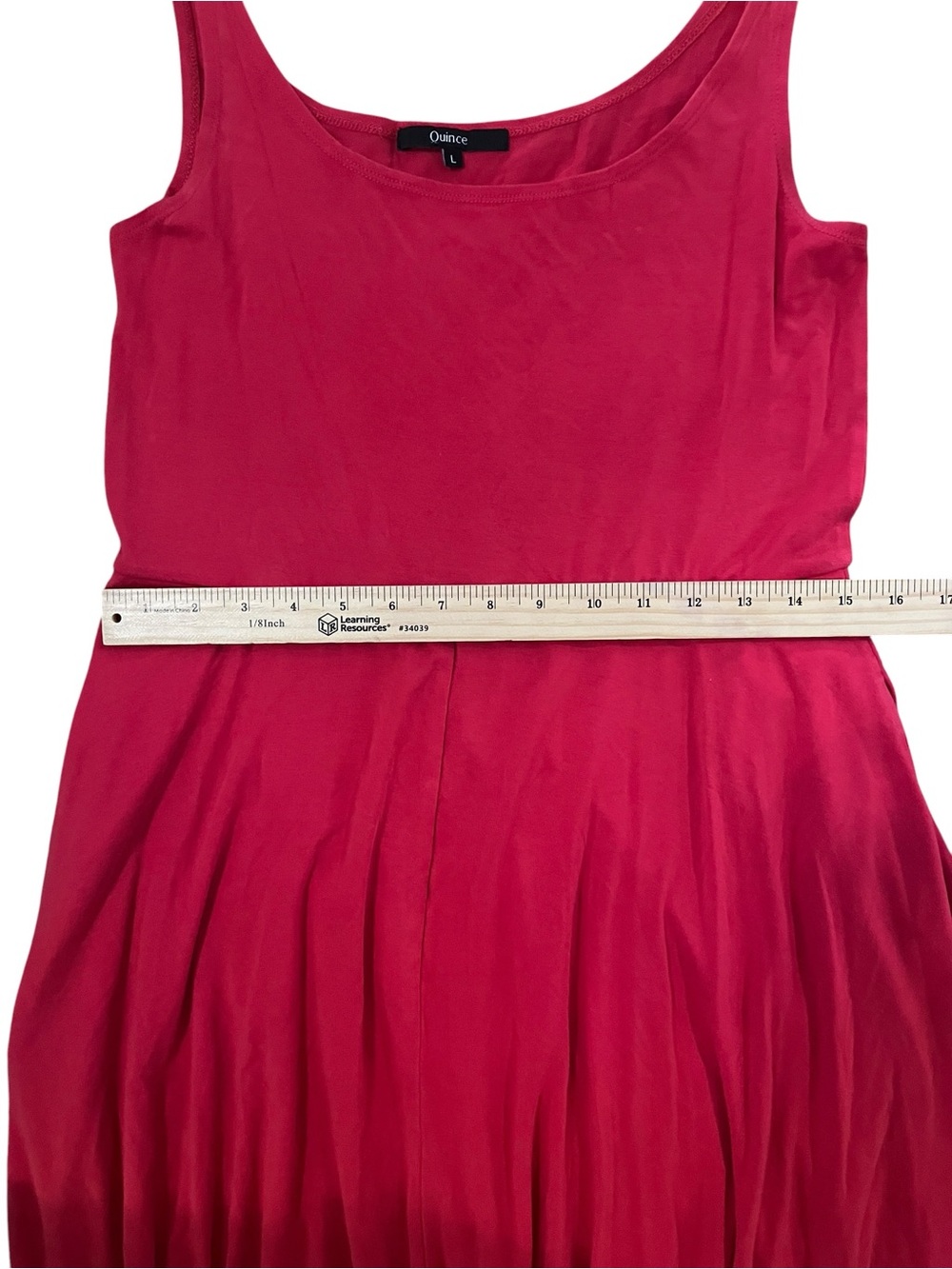 Quince Red Scoop-Neck Sleeveless Fit & Flare Midi Dress with Pockets Large - Picture 9 of 10